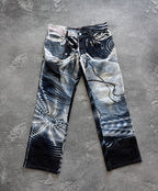 Vintage 2000's Roberto Cavalli Abstract Psychedelic Print Jeans Pants sz XL