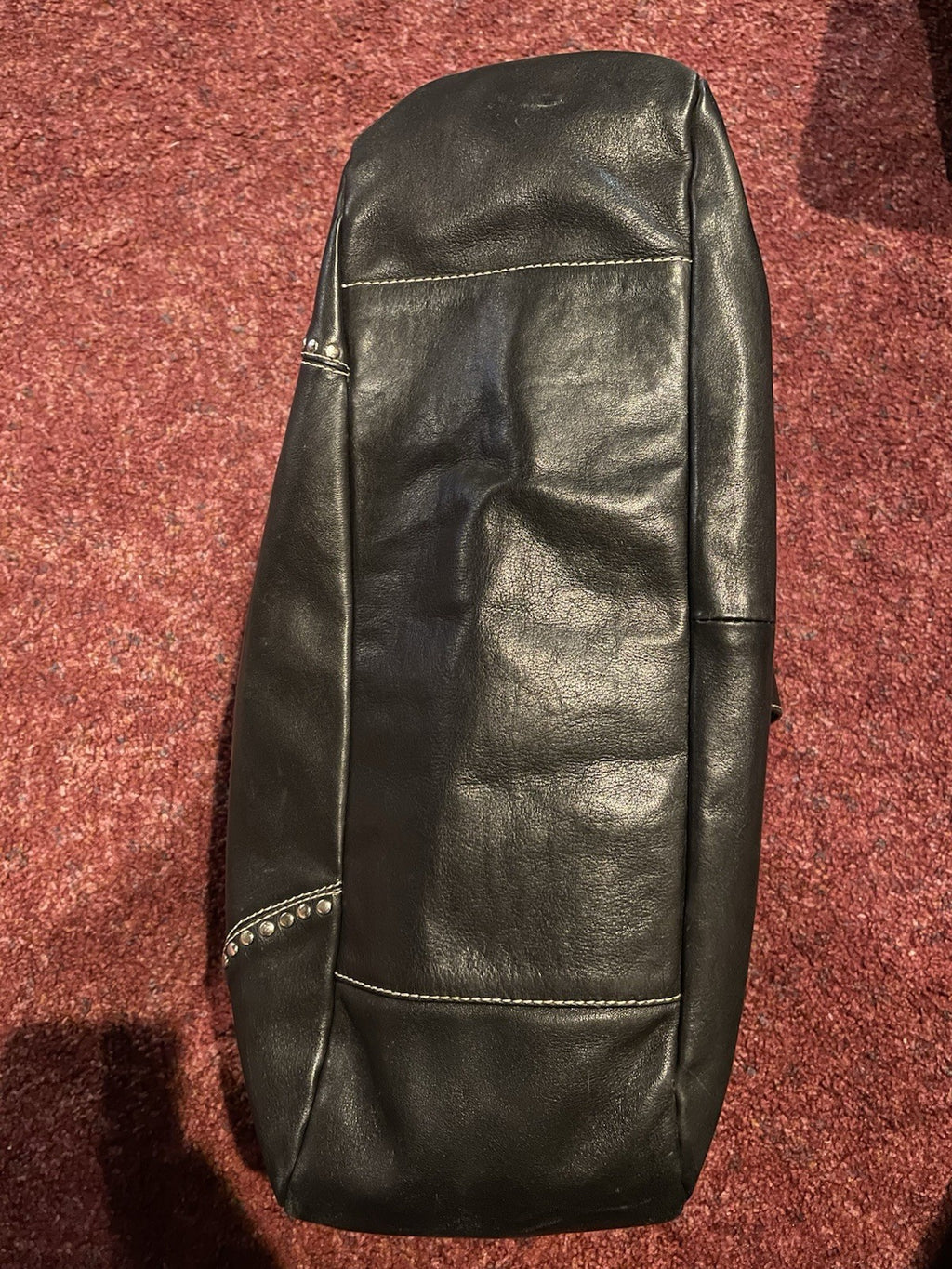 Francesco Biasia Y2K Black Leather Studded Hobo Shoulder Bag Large