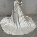 Vintage 1930s White Candlelight Silk Satin Gown Bias Cut Wedding Bridal Dress