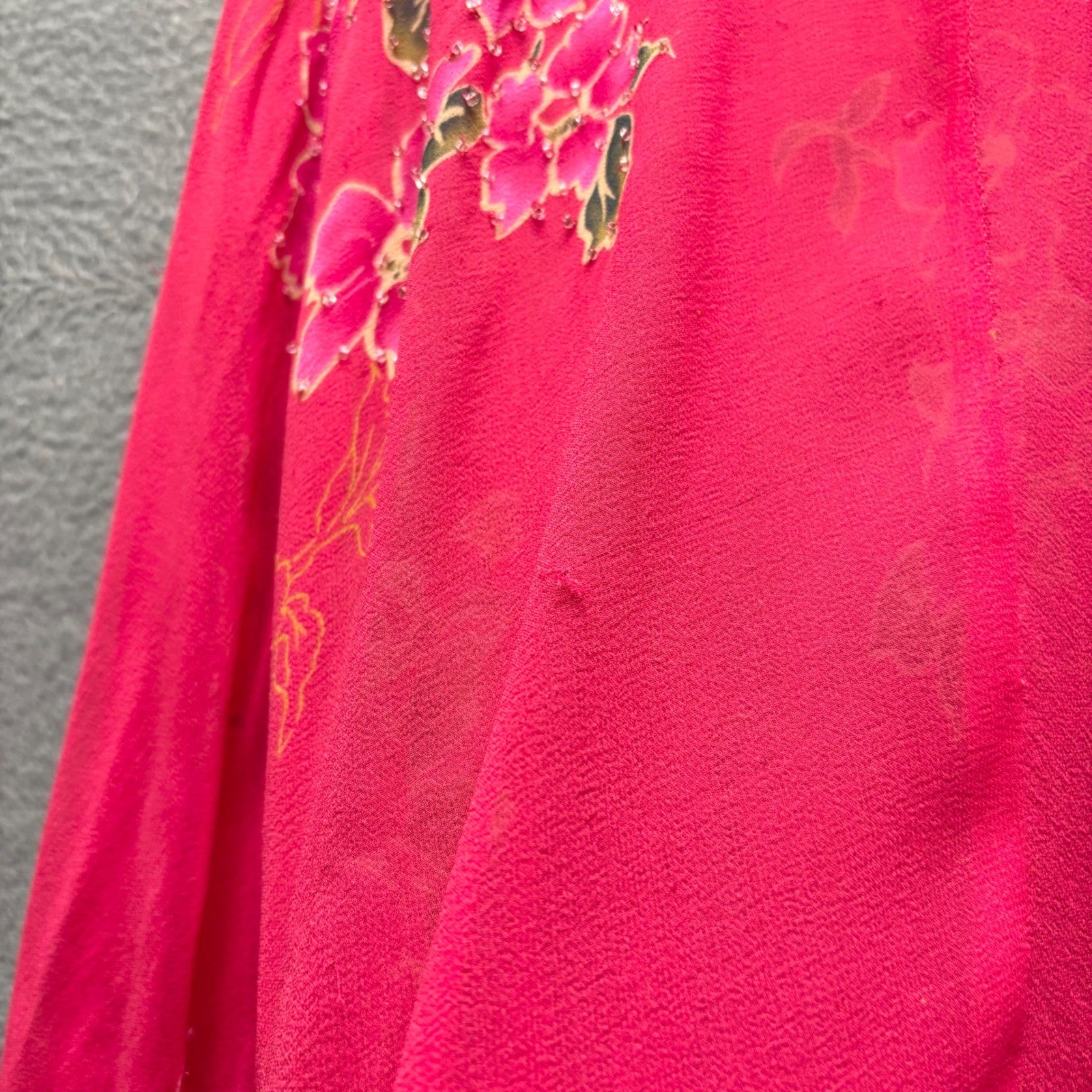 Vintage Pink Floral Beaded Cowl Neck Maxi Dress