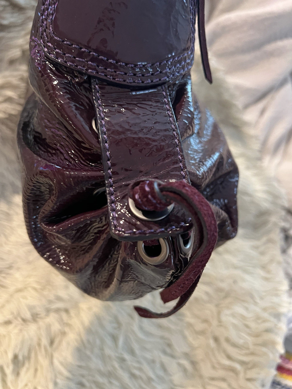Francesco Biasia Purple Patent Leather Shoulder Bag