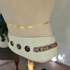 Insane Vintage 80s Rock 'N Roll Glam White Leather Animal Print Pony Hair Belt M