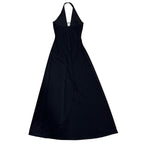 Gianni Versace Couture Y2K Black Halter Evening Gown with Rhinestone Side Slit