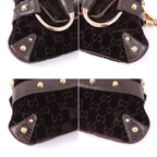 GUCCI GG Velvet Horsebit Gold Chain Shoulder Bag 131471 205118 Auth #57544A