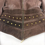 Riri Studded Leather Jacket Brown Small