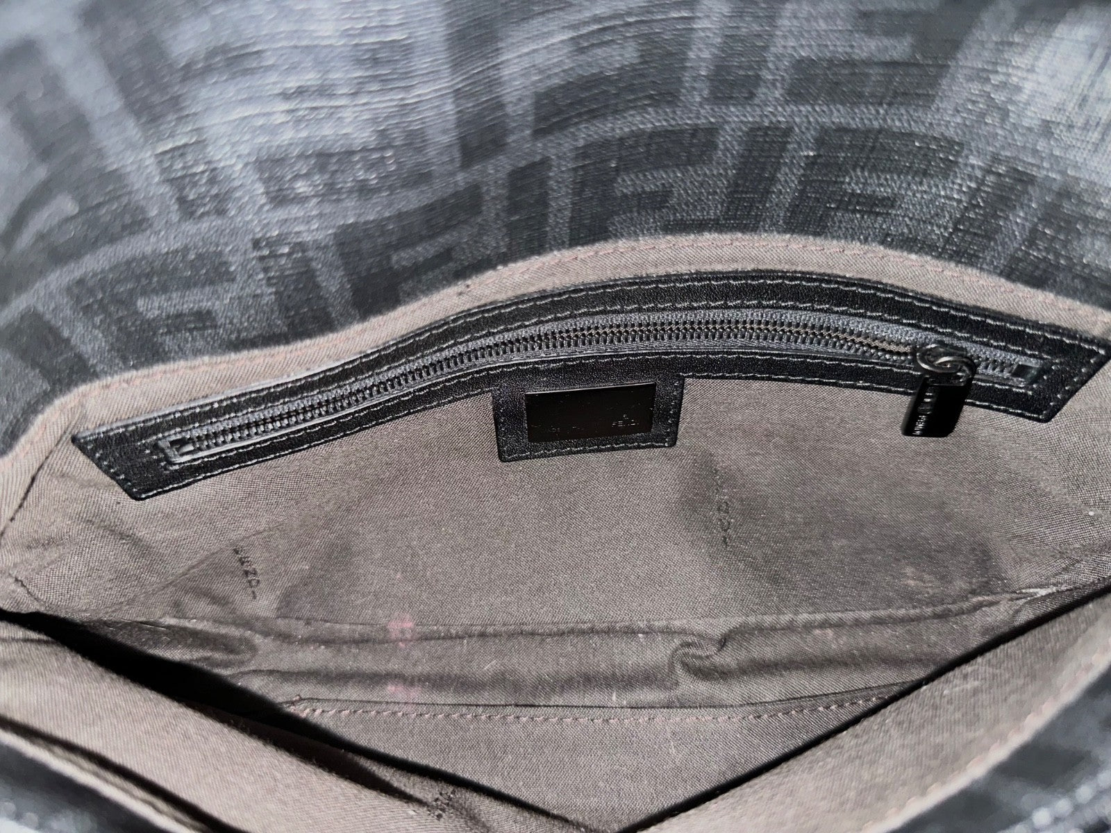 FENDI Baguette Black Woven Zucca Monogram Shoulder Bag