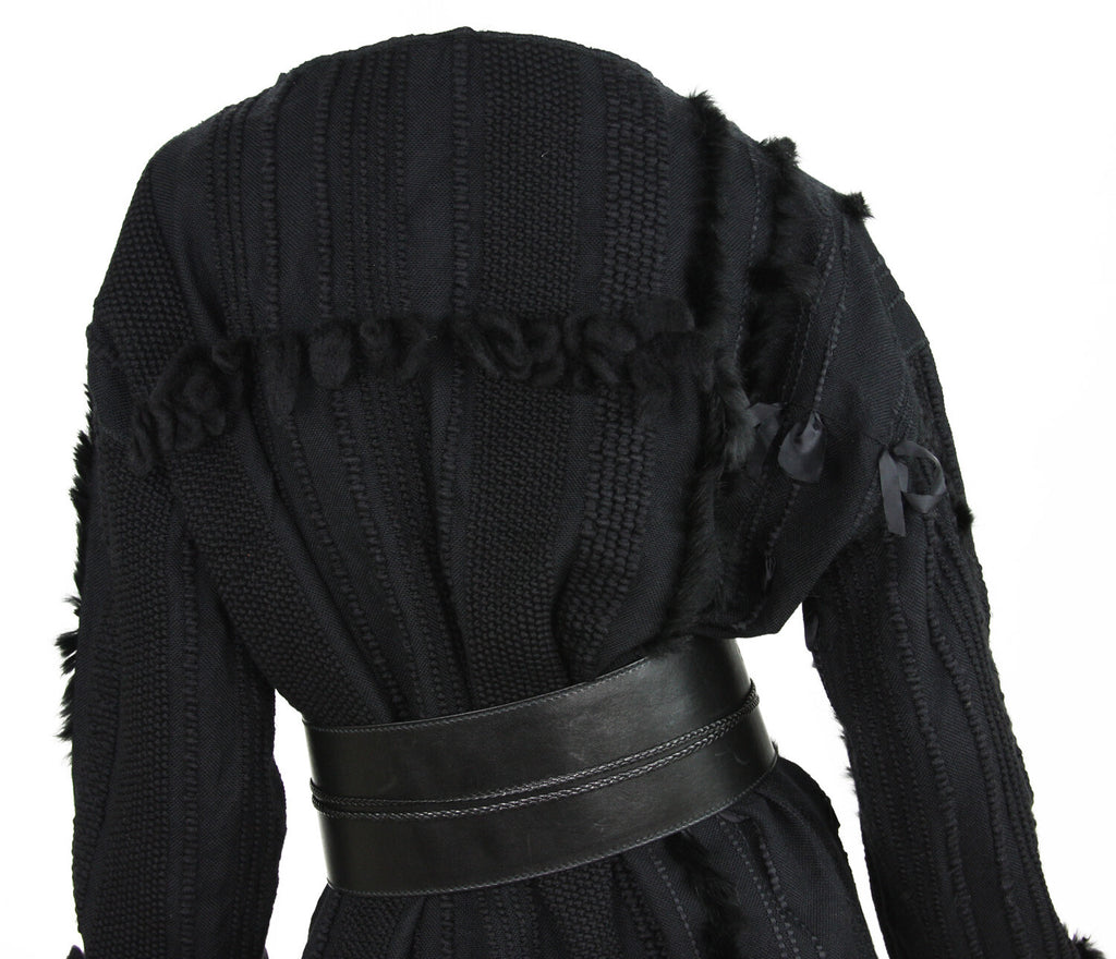Tom Ford for Gucci F/W 2002 Collection Fox Trim Sweater with Leather Obi Belt 44