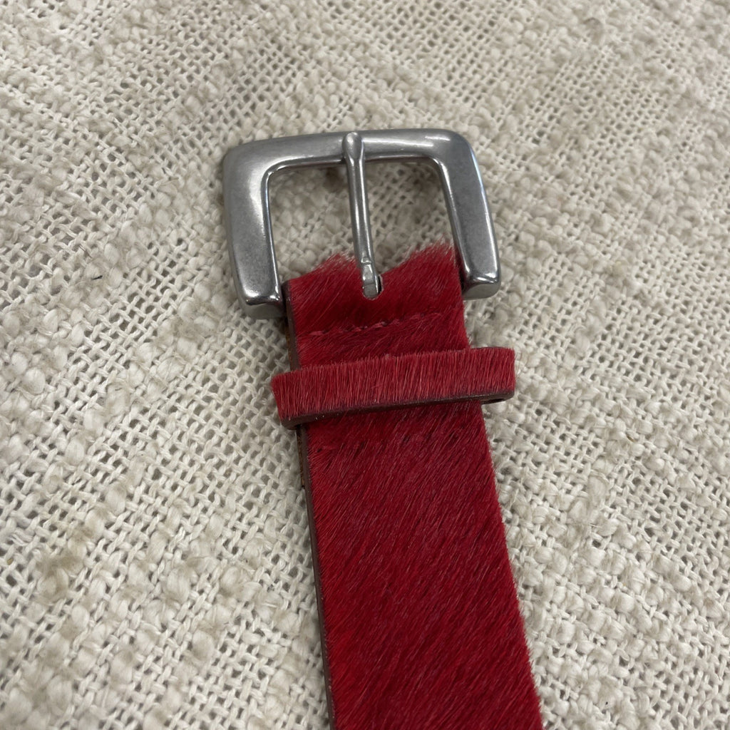 Vintage Gap Genuine Leather Red Pony Hair Textured Belt Size S/M