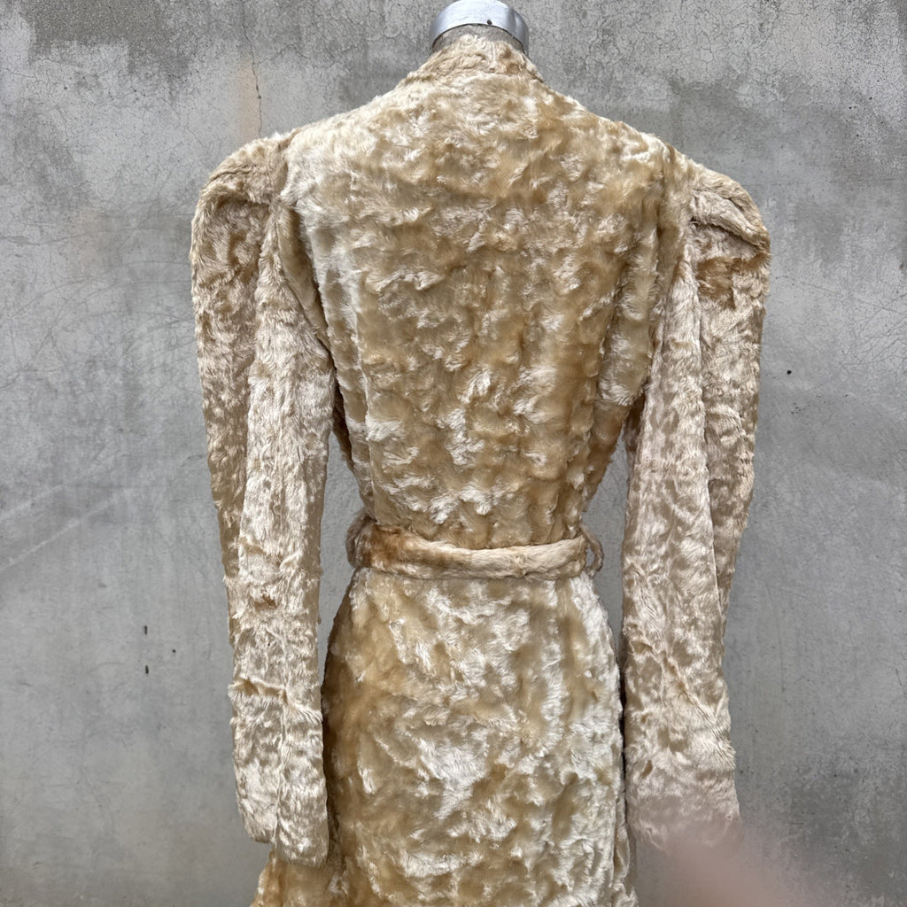 Vintage 1930s Fuzzy Plush Teddy Bear Dressing Gown Robe Coat Art Deco Dress