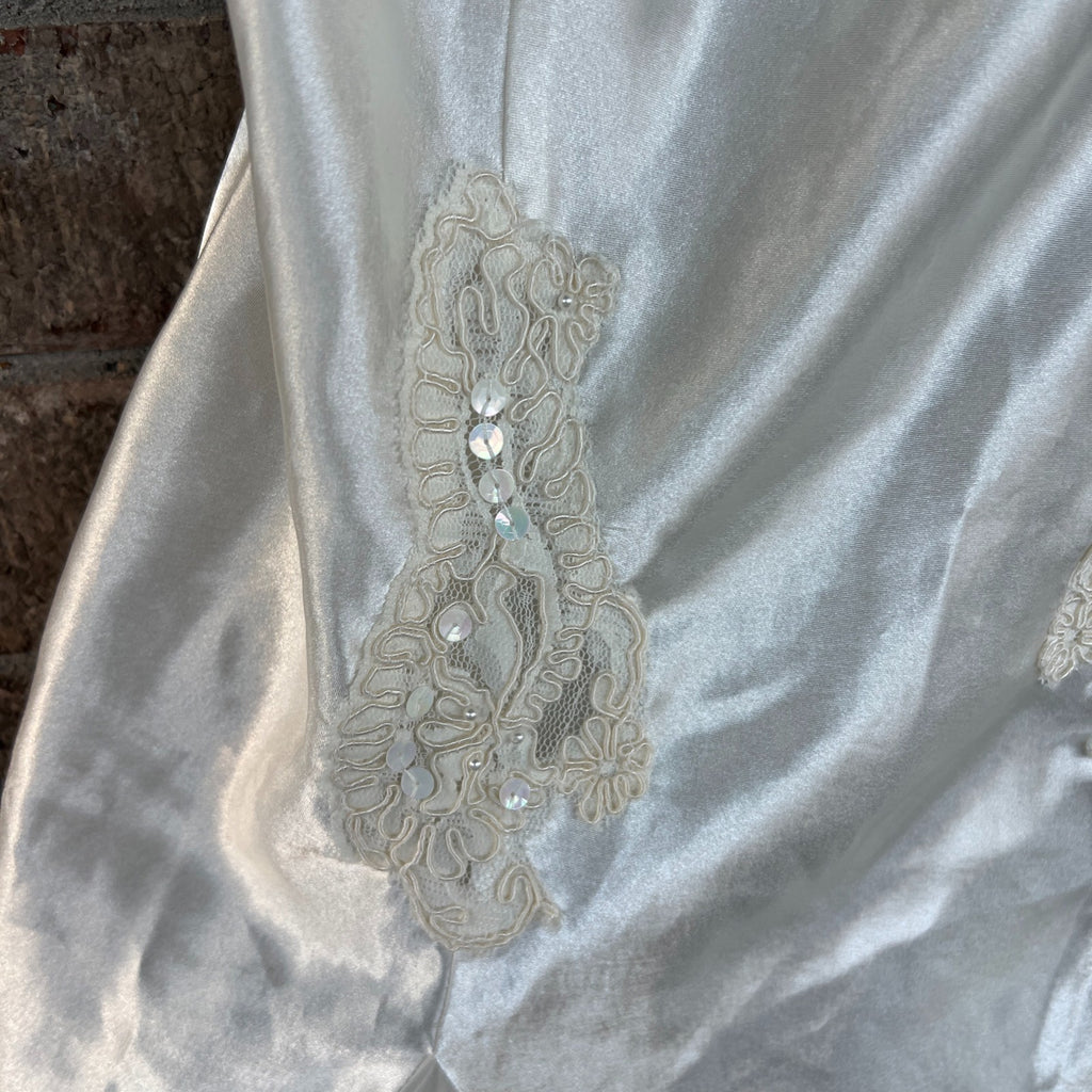 Vtg Victoria's Secret Slip Dress Chemise Sz S Ivory Lingerie 90s Coquette Bridal