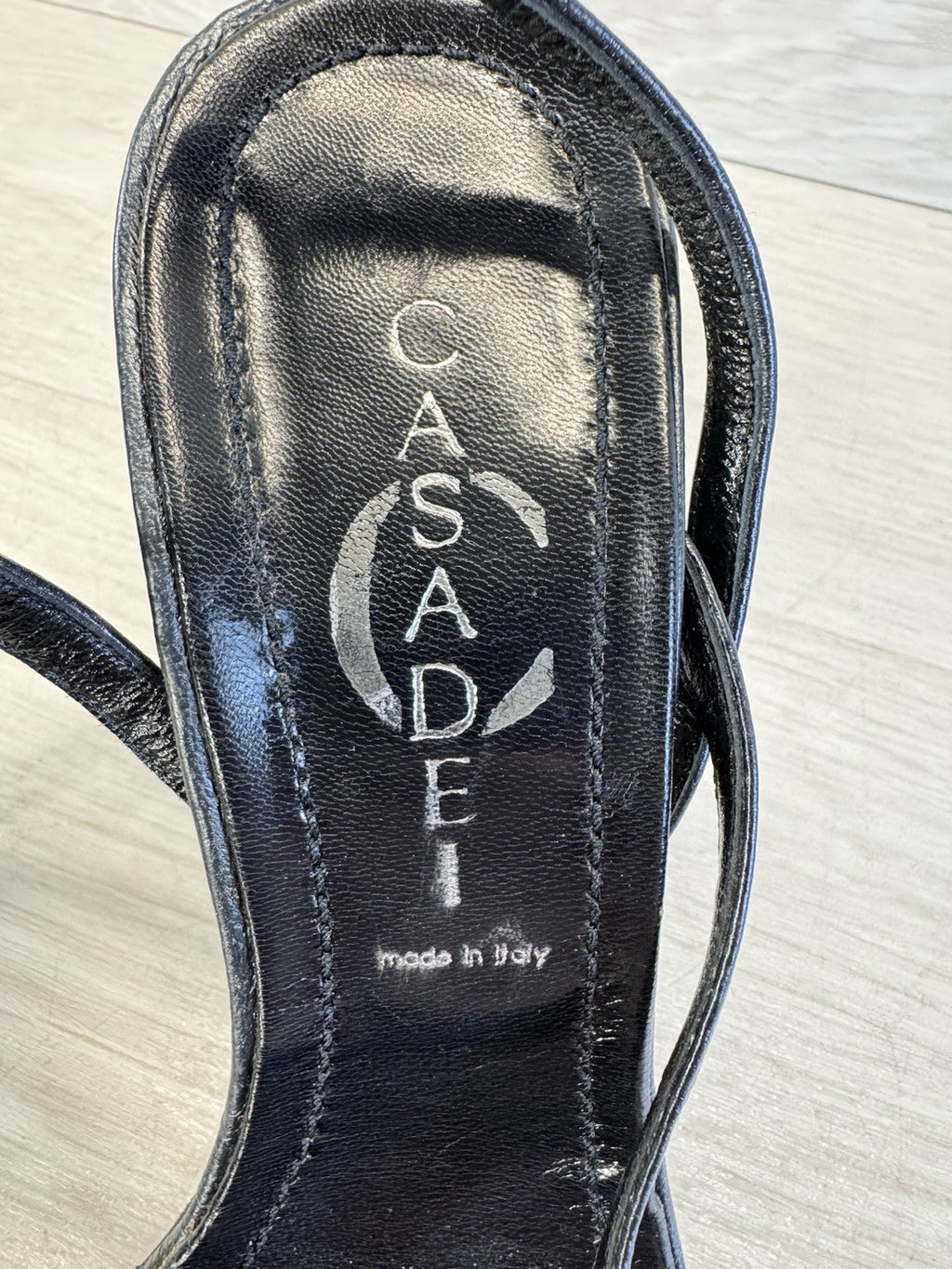 Vintage Casadei Black Leather Strappy Rhinestone Heel - Women's Size 6.5
