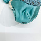 GUCCI Embroidered Teal Satin Hand Bag