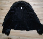 Caché Black Faux Fur Trim Leather Jacket Medium