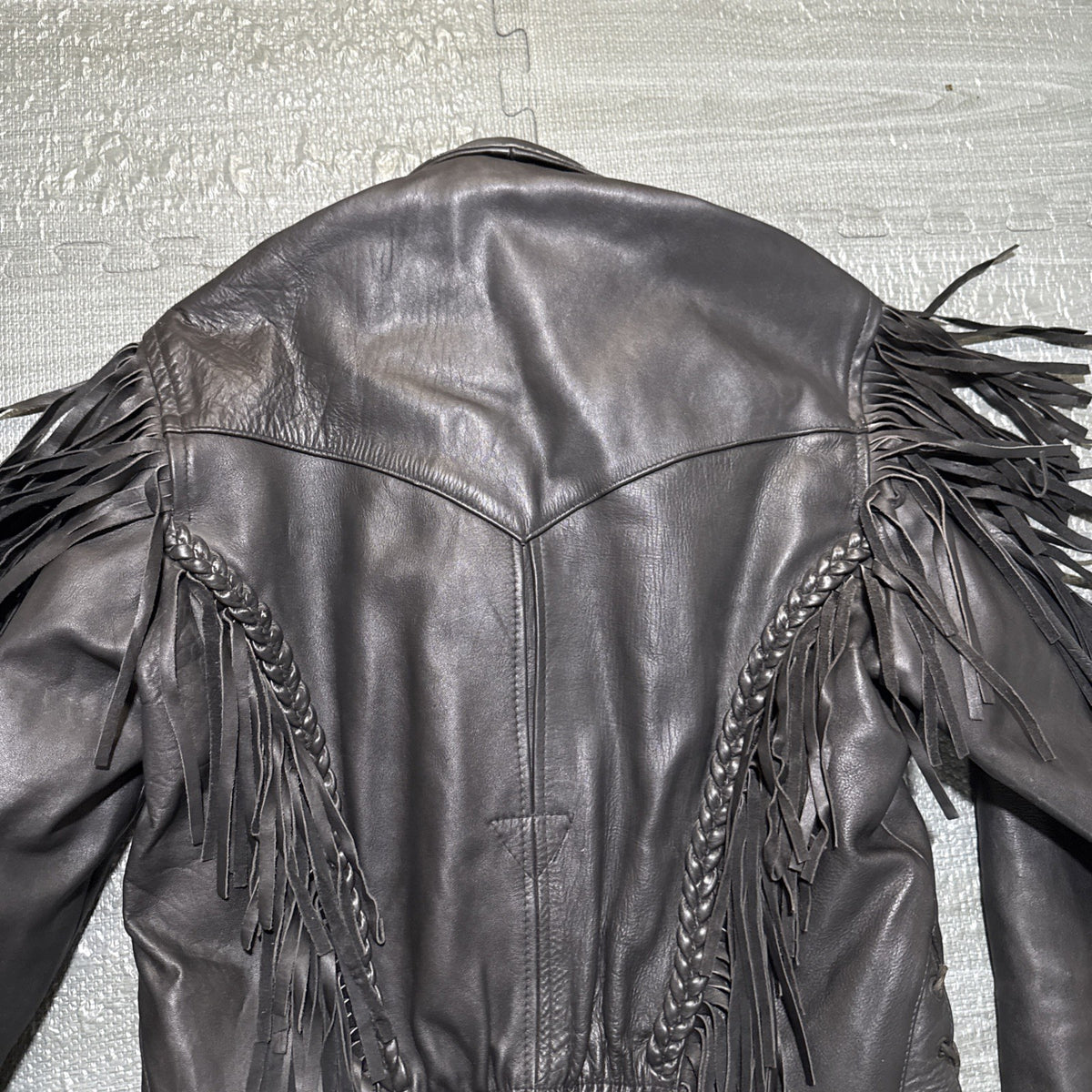 Vintage Route 66 Jacket Leather Fringe Front Zip Black Womens 12 Biker Rodeo