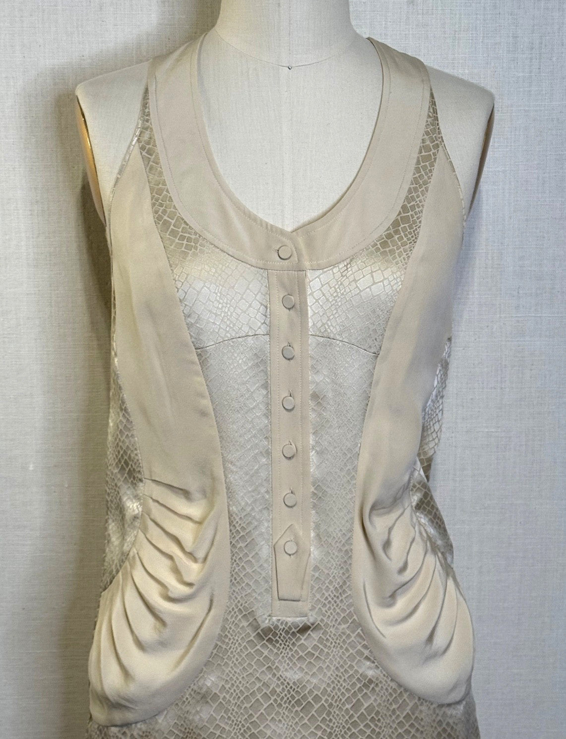 Balenciaga Silk by NICOLAS GHESQUIERE Cream Tank Blouse FR36 S , Vintage 2009