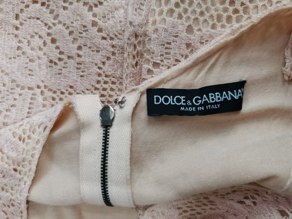 🆓US🛃 Dolce&Gabbana vintage powder-pink lace dress IT 38