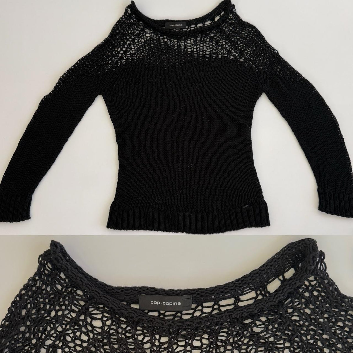 Cop Copine Open-Knit Mesh Sweater Top Small