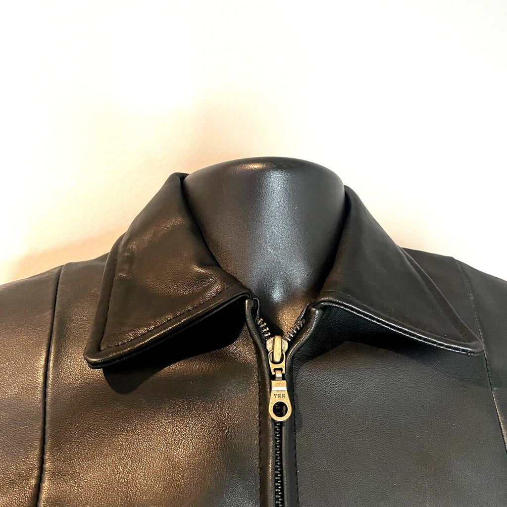 Vintage Black Leather Jacket American Base Womens Small Fitted Biker