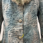 Vintage Y2K Blue Seafoam Fox Fur and Leather Jacket
