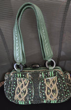 Jamin Puech Paris Beaded Sequin Leather Shoulder Bag Green