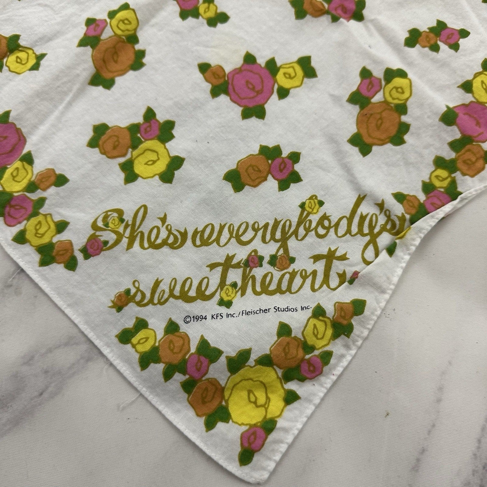 Betty Boop 1990s Floral Bandana White Pink