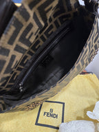 Fendi shoulder bag Mamma Baguette Beaded Flower Zucca Brown