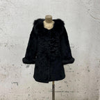 Vintage Y2K Jet Black Rabbit and Fox Fur Jacket