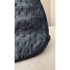 I. Magnin 1950s Genuine Ostrich Skin Handbag Black