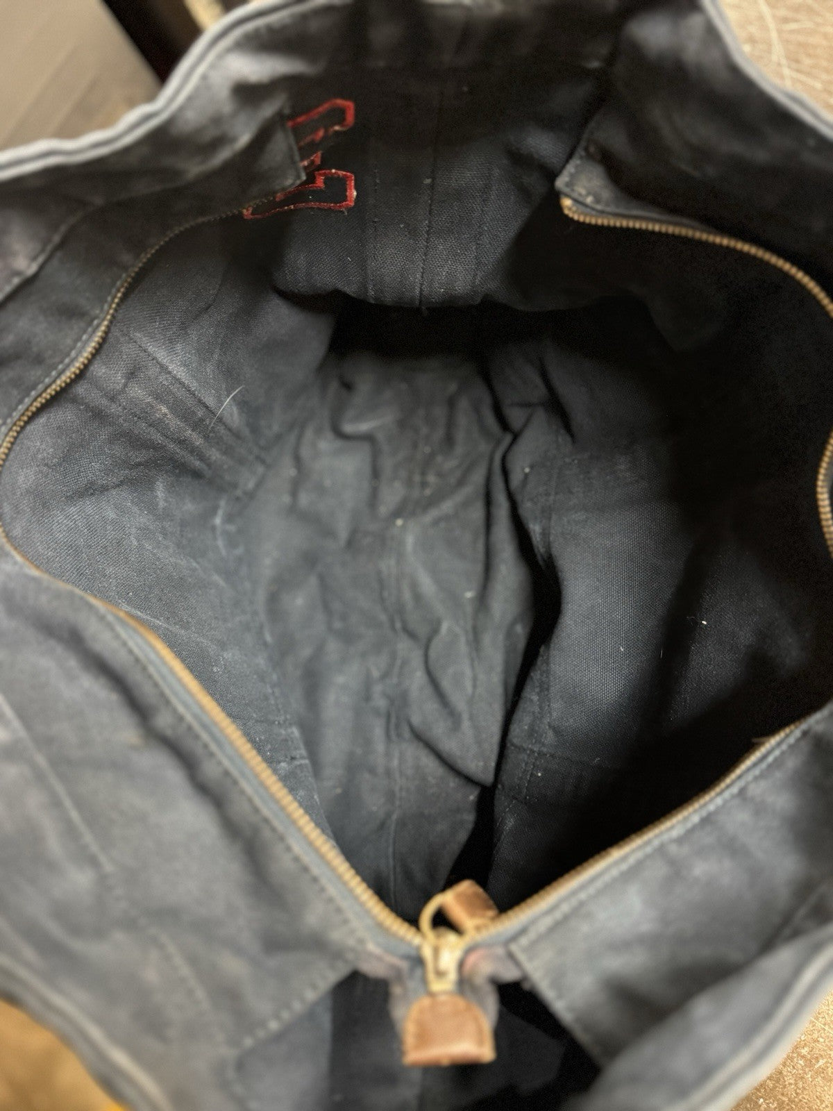 Rare Vintage Polo Ralph Lauren Large Pony Tote Navy Blue Canvas Zip Bag