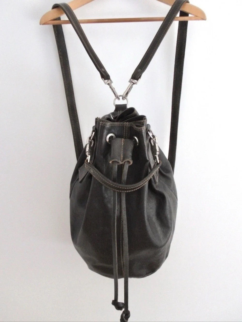Rugby Ralph Lauren Black Drawstring Bucket Bag Large