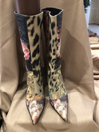 VINTAGE ROBERTO CAVALLI BOOTS PATCHWORK- STILETTO HEEL 71/2 Excellent Condition!