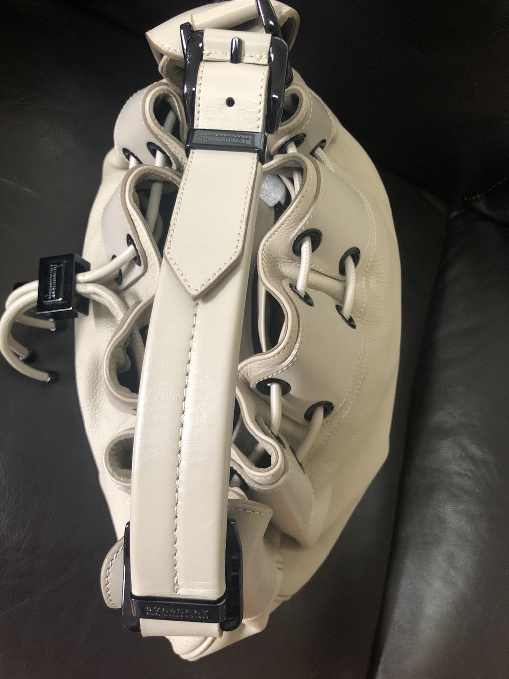 100% Authentic Burberry Leather Prorsum Large Warrior light taupe Hobo Bag