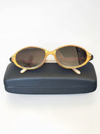 Vintage Burberry Sunglasses Womens Yellow Oval Acetate Brown Lens Italy Designer