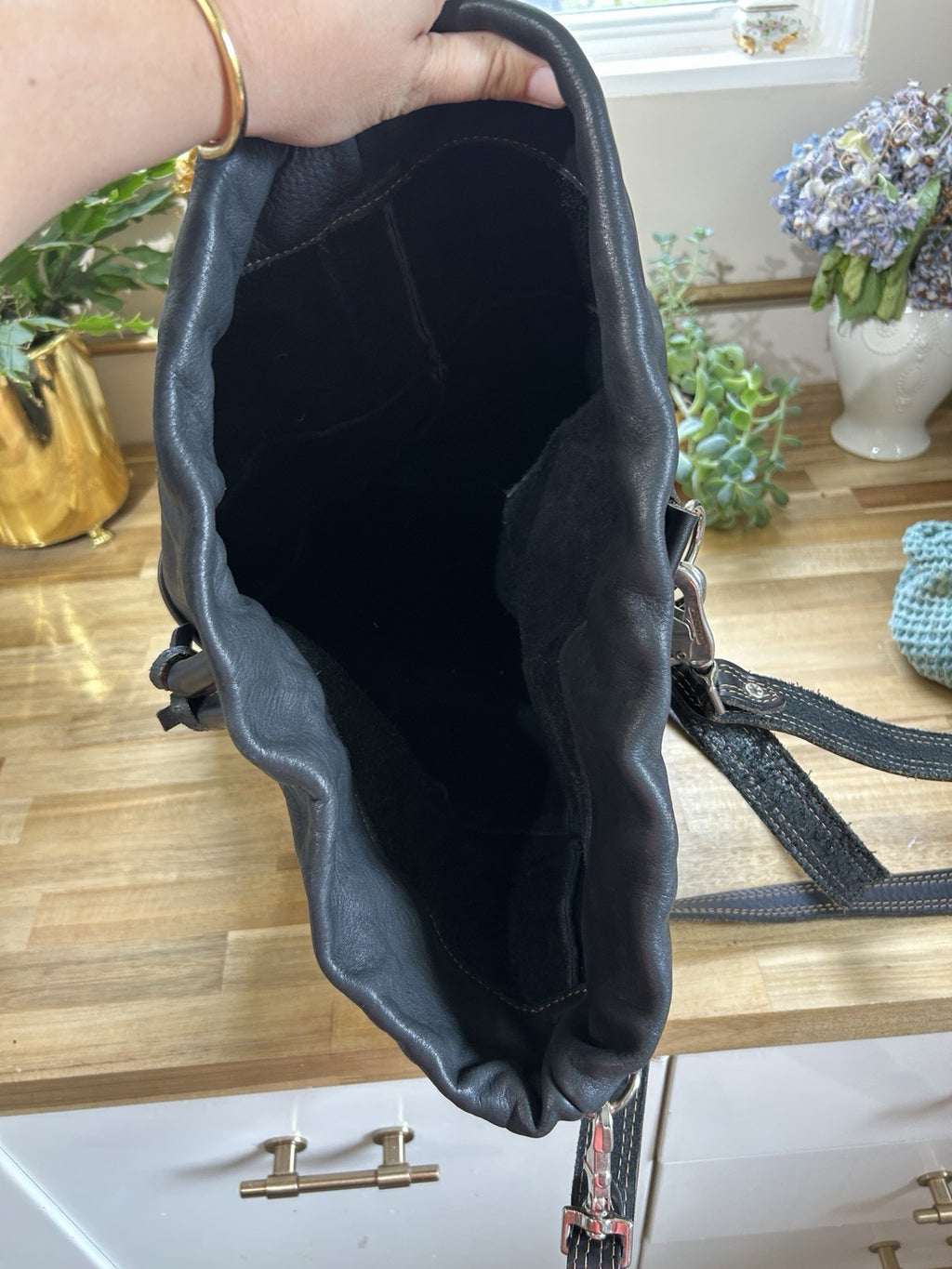 Rugby Ralph Lauren Black Drawstring Bucket Bag Large