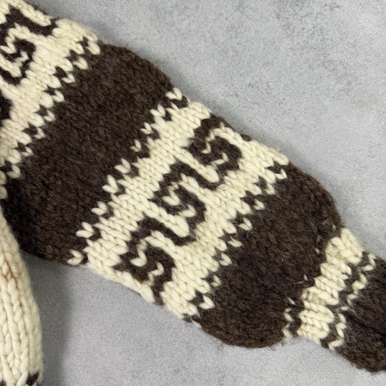 Vintage Couchan Indian Hand knit Wool Sweater Zip Eagle  Size M