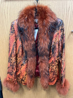 Paolo Santini Leather, real fox tream jacket women size 8