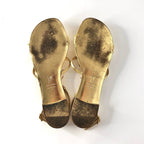 Giuseppe Zanotti Fishbone Gold Piranha Crystal Embellished Flat Sandals 37