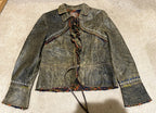 Double D Ranch Leather Jacket Country Western Bolero Embroidered Distressed DD M