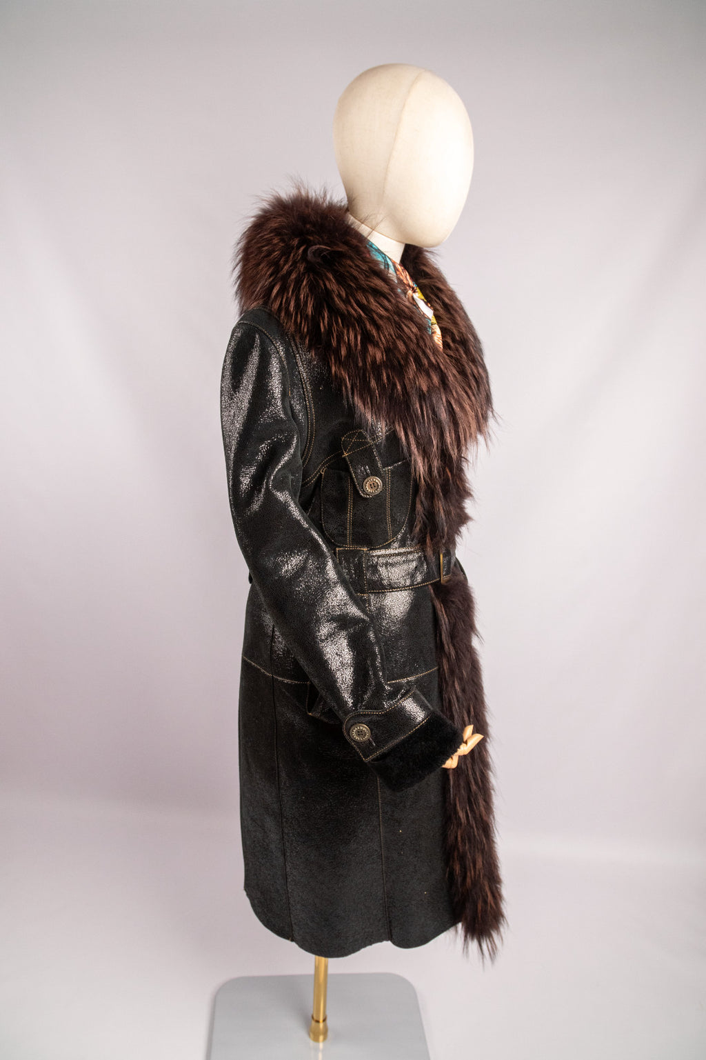 Penny Lane Belted Sheepskin Shearling Coat Size L