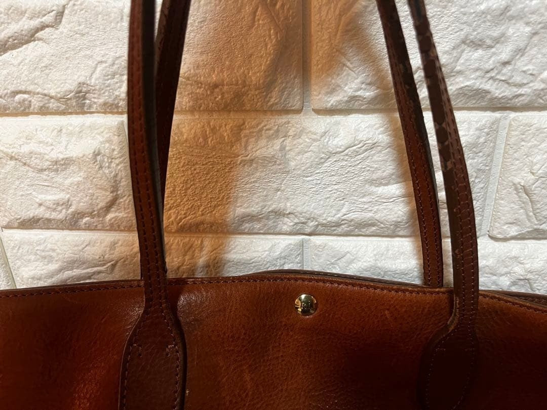 Polo Ralph Lauren Vintage Big Pony Embossed Leather Tote Bag Brown Large