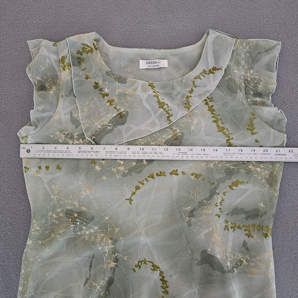 Vintage Y2K Sage Green Tiered Two Piece Skirt Set Size 14