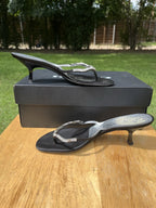 Vintage Giuseppe Zanotti Crystal Embellished Thong Kitten Heels Size 37.5