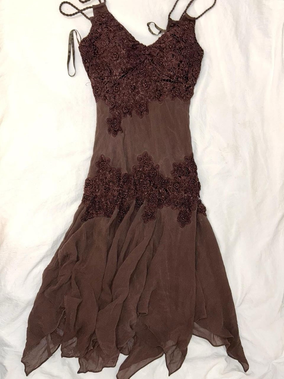 Sue Wong Nocturne Brown Beaded Sequin Fairy Dress Size 2