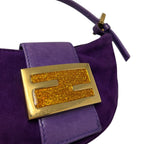 FENDI Vintage FF Logo Micro Croissant Suede Pochette Mini Bag Purple Glitter