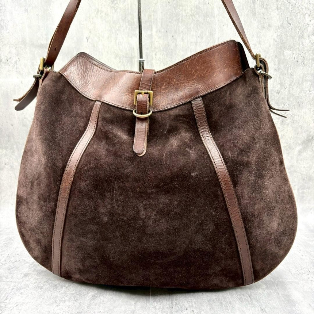 Ralph Lauren Vintage Suede Leather Hobo Shoulder Bag Brown