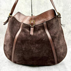 Ralph Lauren Vintage Suede Leather Hobo Shoulder Bag Brown