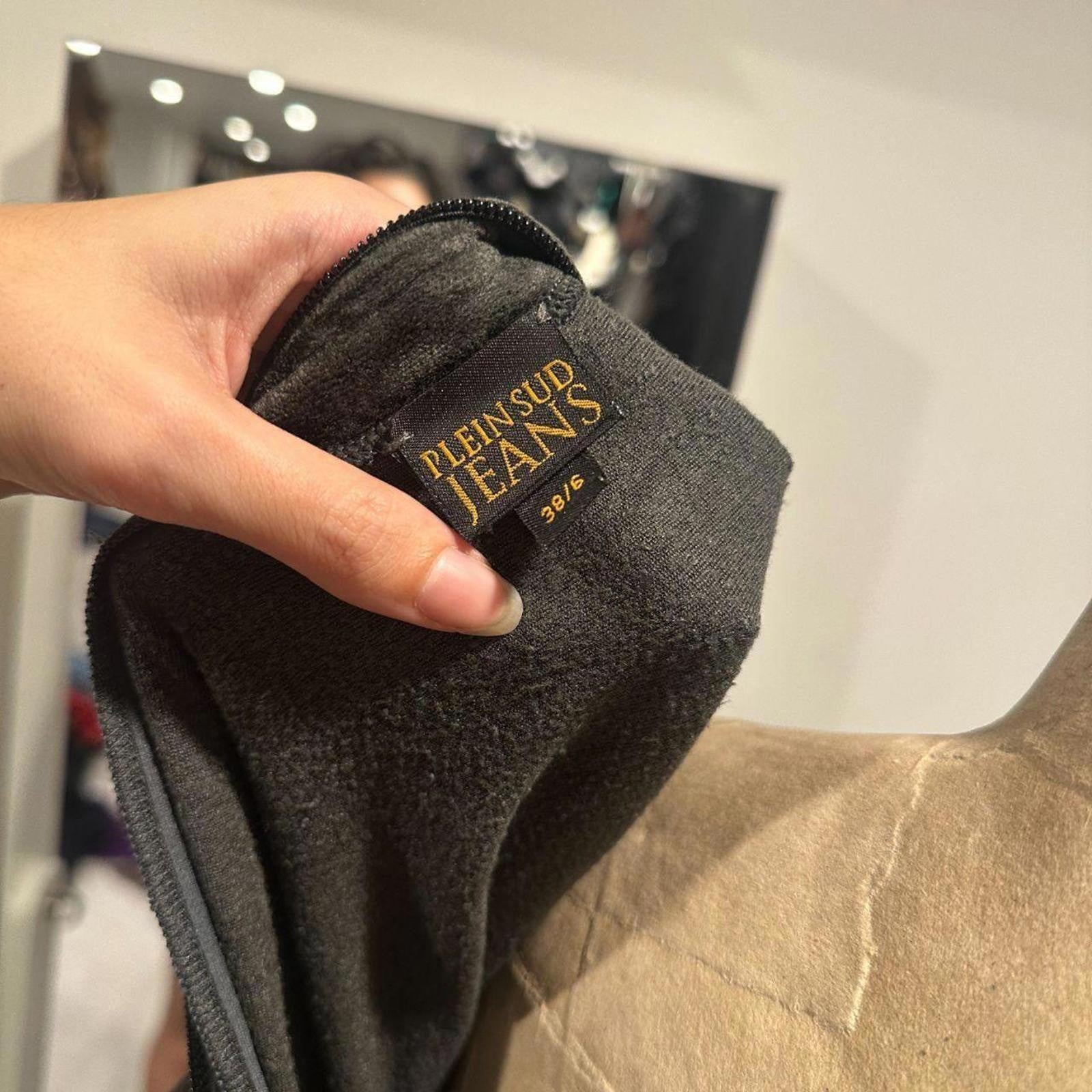 Ultra-Rare Plein Sud Jeans Adjustable Zip Velvet Mini Dress