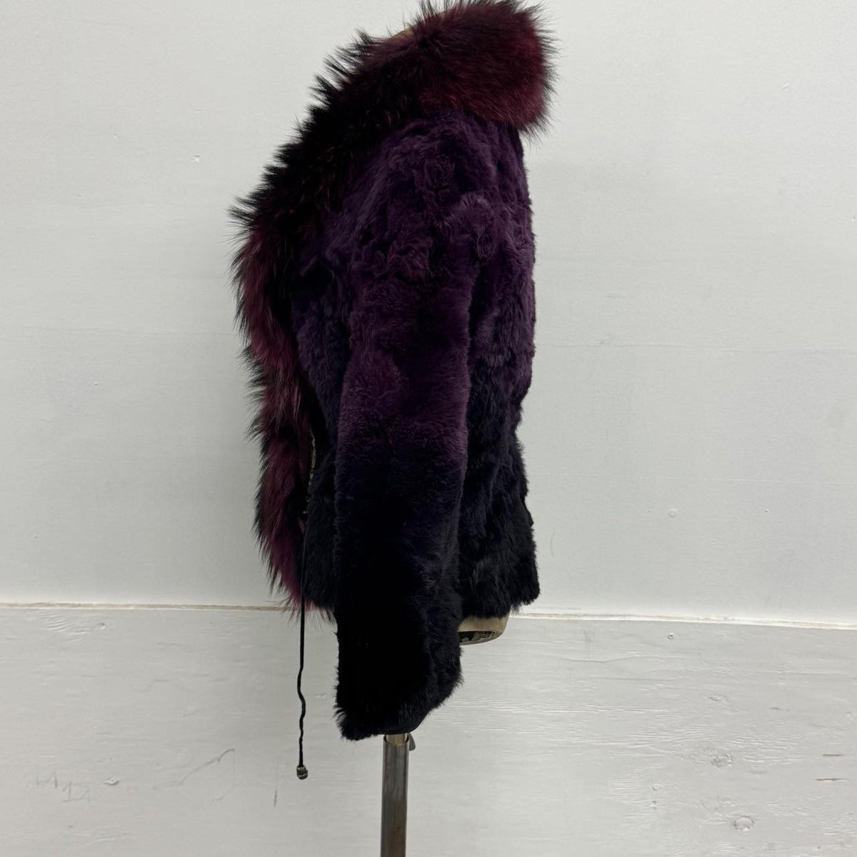 Vintage Y2K Purple Rabbit and Raccoon Fur Jacket