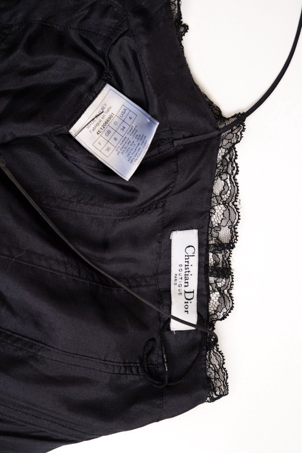 S/S 2004 Christian Dior by John Galliano Lace Up Cowl Halter Black Bodycon Dress