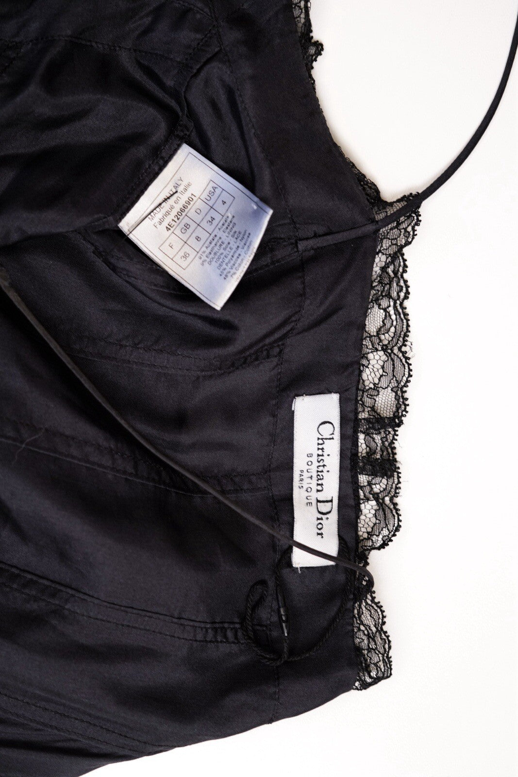 S/S 2004 Christian Dior by John Galliano Lace Up Cowl Halter Black Bodycon Dress